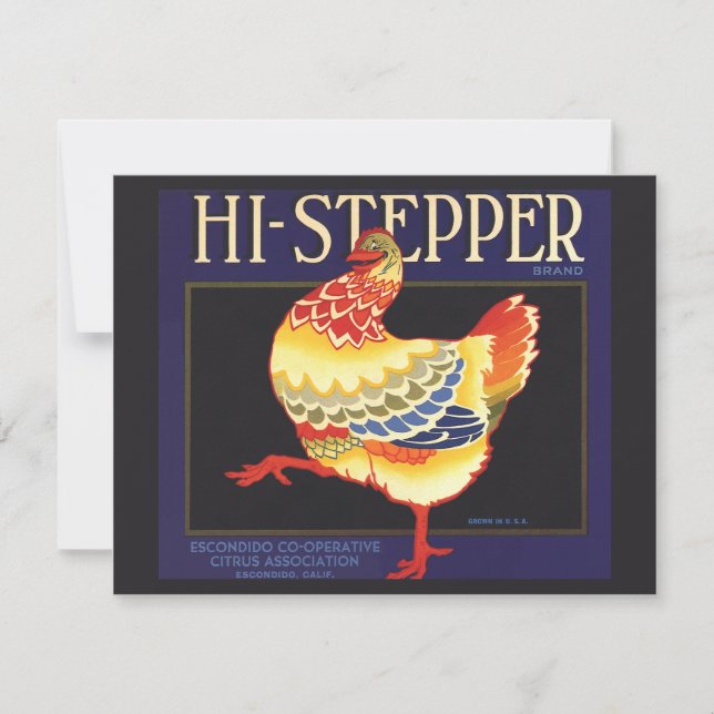 Vintage Fruktkratteetikett Konst, Hi Stepper Chick (Framsida)