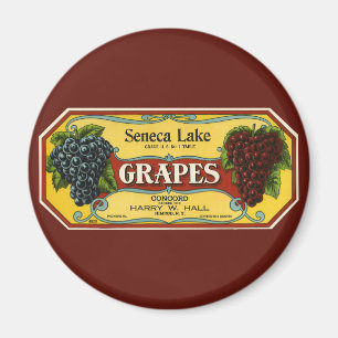 Vintage fruktkratteetikett konst, Seneca Lake Vind Magnet