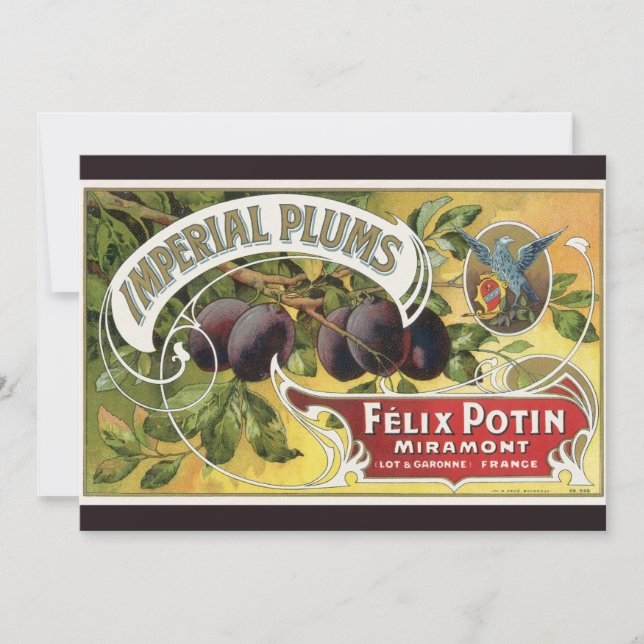 Vintage fruktkrattslabelkonst, Imperial Plommon (Framsida)
