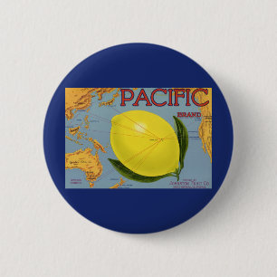 Vintage fruktkrattsmärke konst Pacific Lemon Citru Knapp
