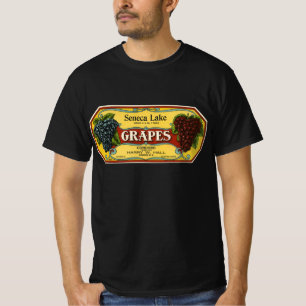 Vintage fruktkrattsmärkeskonst, Seneca Lake-druvor T-shirt