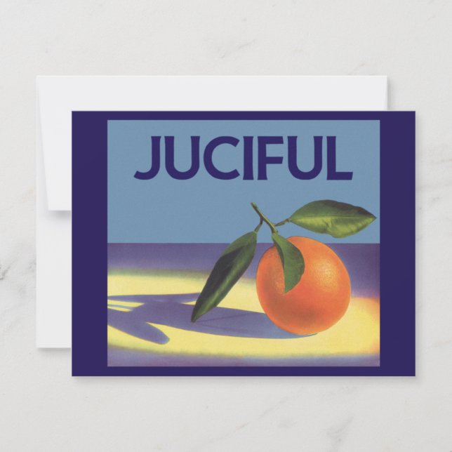 Vintage fruktlåda etikett konst, Juciful Apelsiner (Framsida)