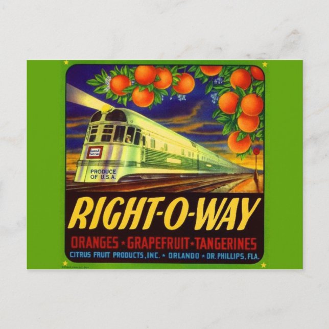 Vintage fruktlåda etikett vykort (Framsida)