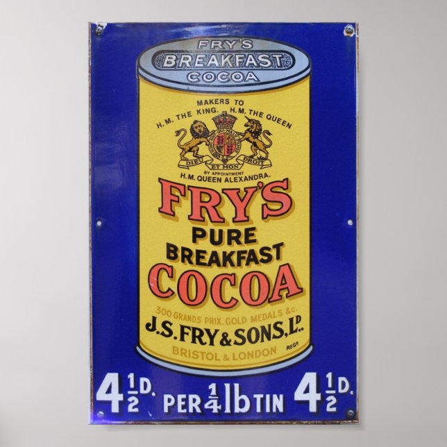 Vintage Fry's Pure Breakfast Cocoa Advertisement Poster (Framsidan)