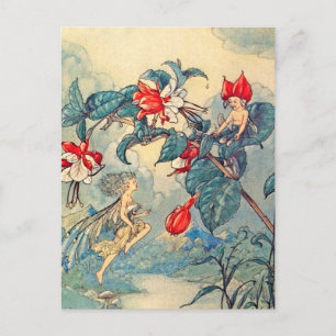 Vintage Fuchsia-Älvor Vykort