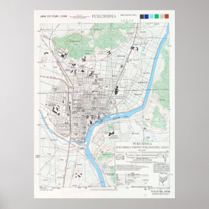 Vintage Fukushima Japan Karta (1945) Poster
