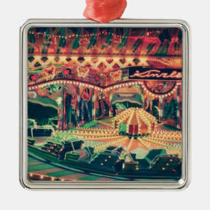 Vintage Funfair på natten Julgransprydnad Metall