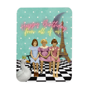 Vintage Funky Group Birthday Greetings  Magnet