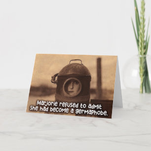 Vintage Funny Card - Marjorie är en Germaphobe Kort