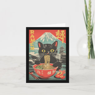 Vintage Funny Cat Ramen Anime Cat Japansk grafik Kort