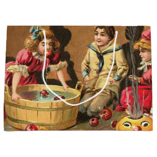 Vintage Funny Children Bobning for Apples i Party