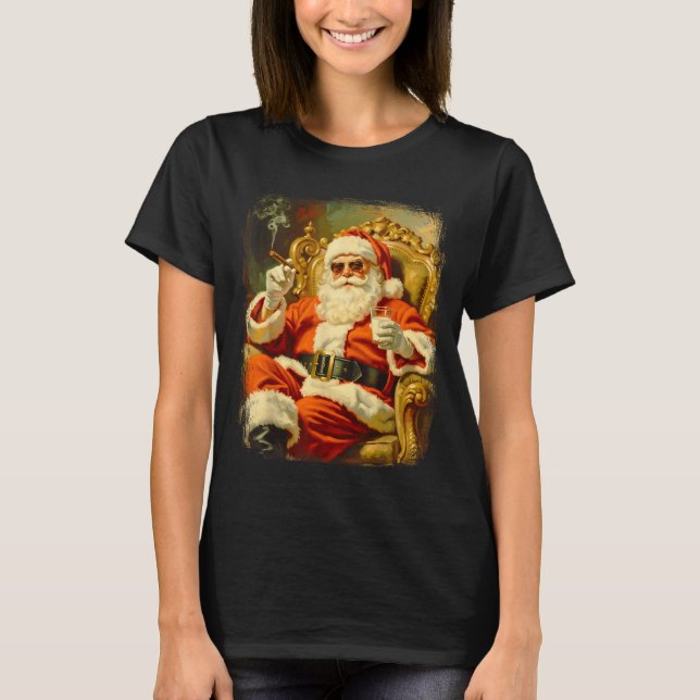 Vintage Funny Cool Big Boss Santa  T Shirt (Framsida)