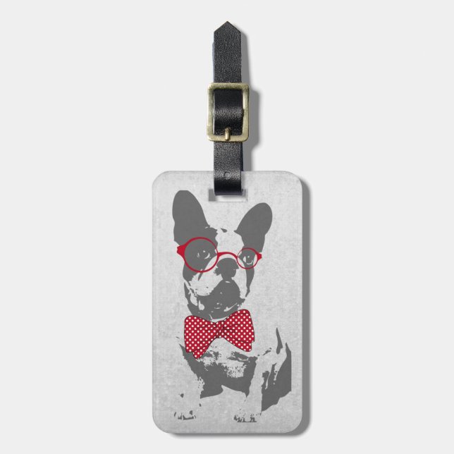 Vintage Funny Fransk Bulldog Bagagebricka (Vertikal Framsida)