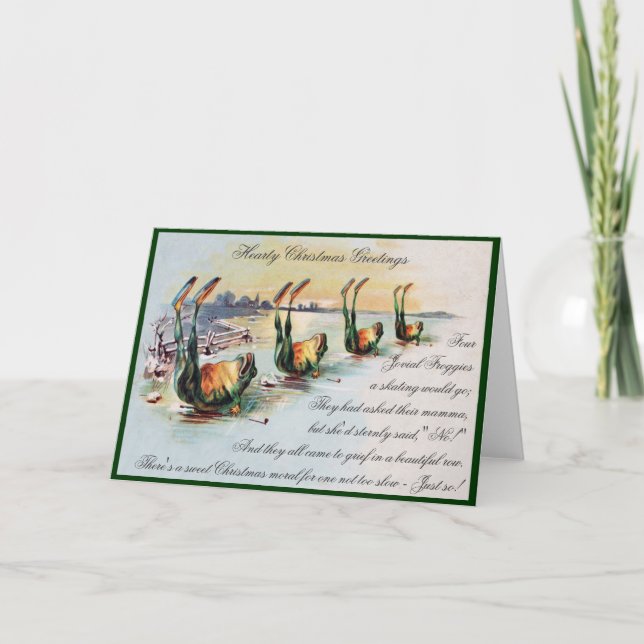 Vintage Funny Frogs julhälsningskort Helgkort (Framsida)