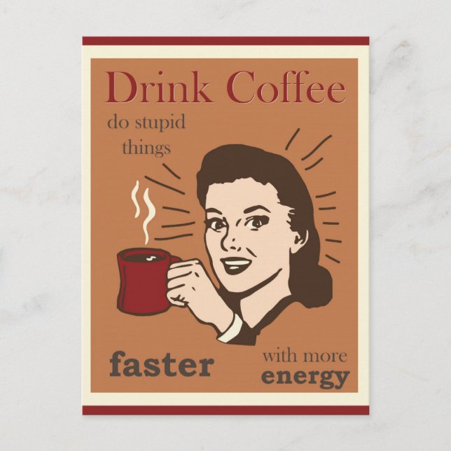 Vintage Funny Humous Retro Coffee Vykort (Framsida)