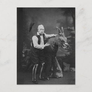 Vintage Funny Konstig Man och Horse Photograph Vykort