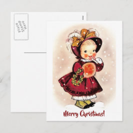 Vintage Funny Little Girl-jul Helg Vykort