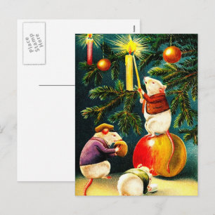 Vintage Funny Mice julkort Helg Vykort