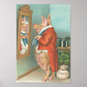 Vintage Funny Money Gris Poster