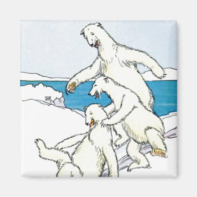 Vintage Funny Polar Bears Magnet (Framsidan)