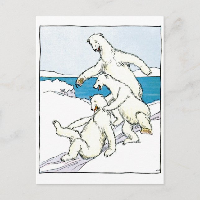 Vintage Funny Polar Bears Vykort (Framsida)