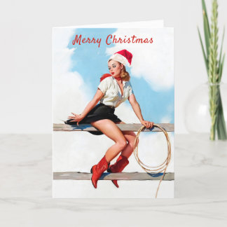 Vintage Funny Retro Pin Up Girl-jul Helgkort