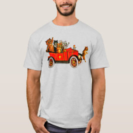 Vintage Funny Tecknad Kats Kittens i Classic Car T Shirt