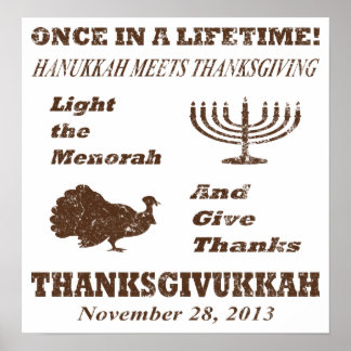 Vintage Funny Thanksdiskukkah Poster