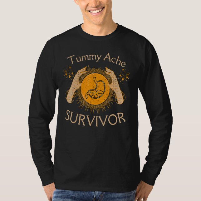 Vintage Funny Tummy Ache Survivor T Shirt (Framsida)