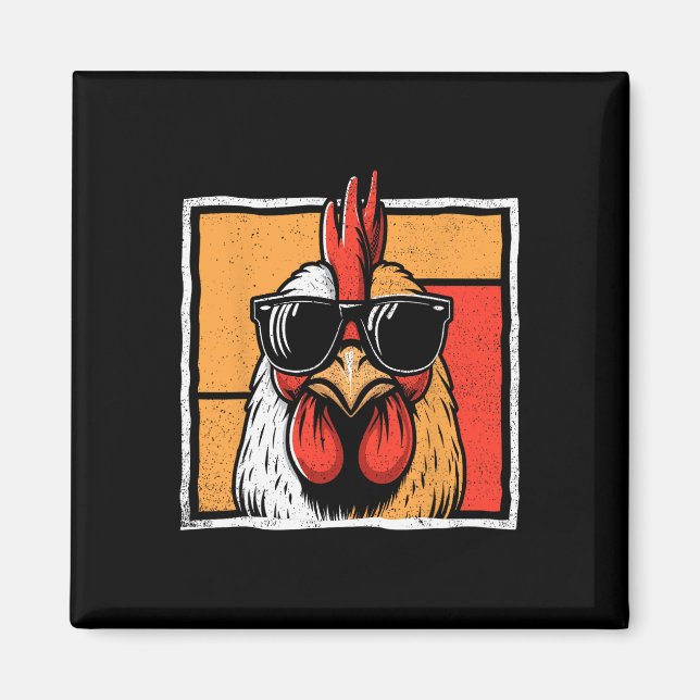 Vintage Funny Tupp Farmer Chickens Fars dag Magnet (Framsidan)