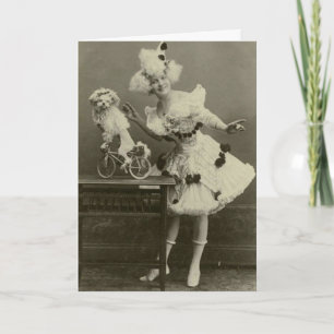 Vintage Funny Woman Dressad som Pudel vykort