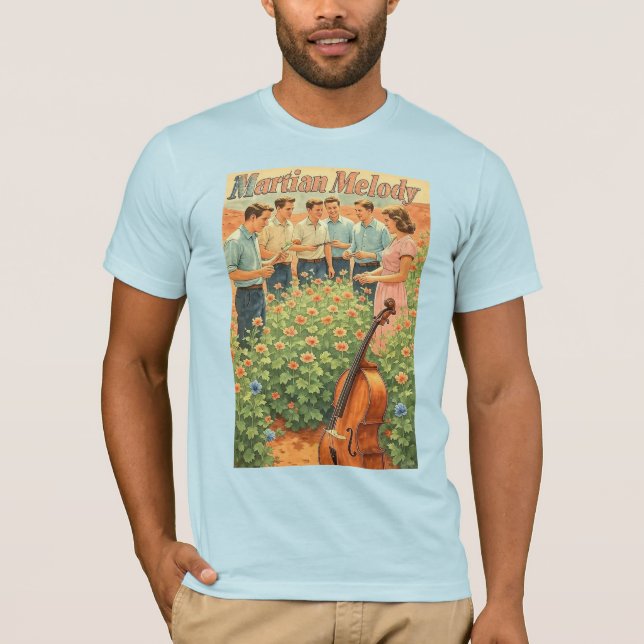 Vintage Futuristisk Mars Trädgårdsscen T Shirt (Framsida)