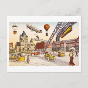 Vintage Futuristiska View of Copley Square, Boston Vykort