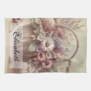 Vintage Fyllblommor, pastellfärgning Kökshandduk
