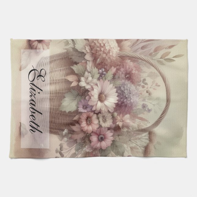 Vintage Fyllblommor, pastellfärgning Kökshandduk (Horisontell)