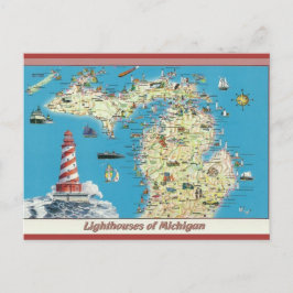 Vintage fyr i Michigan Vykort