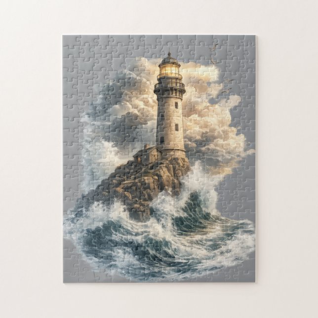 Vintage fyr vid havet Pussel (Vertikal)