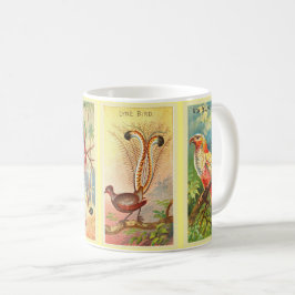 Vintage Fyra tropiska fåglar Illustration Lyre Bir Kaffemugg
