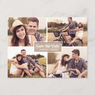 Vintage fyrfotos ram Spara datum vykort