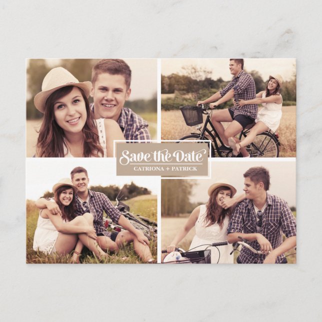 Vintage fyrfotos ram Spara datum vykort (Framsida)