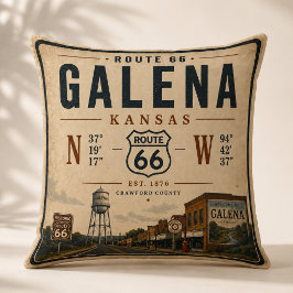Vintage Galena Route 66 Hem Inredning Kudde