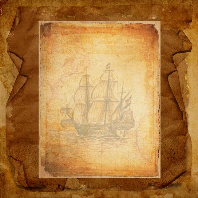 Vintage Galleon Grungy Scrapbook Papper (Skapare uppladdad)