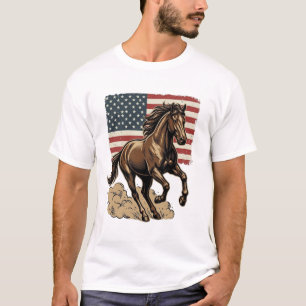 Vintage galopperande häst amerikansk flagg skjorta t shirt