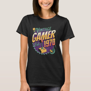 Vintage Gamer 1970 Old school Joystick Retro Gamin T Shirt