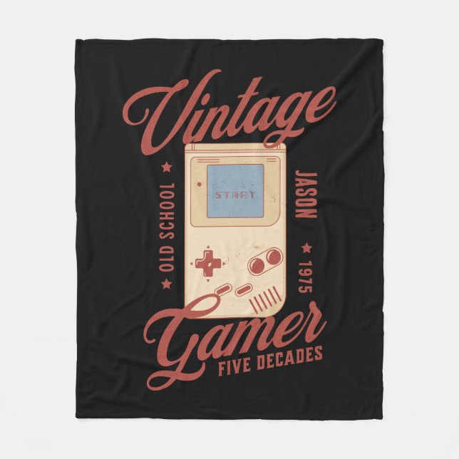 Vintage Gamer anpassar 50:e födelsedagsgåvan Fleecefilt (Framsidan)