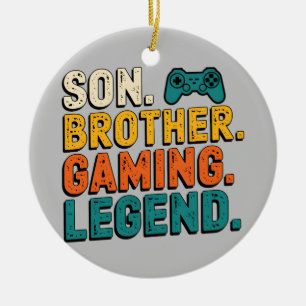 Vintage Gamer Son Brother Gaming Legend Boys Tonår Julgransprydnad Keramik