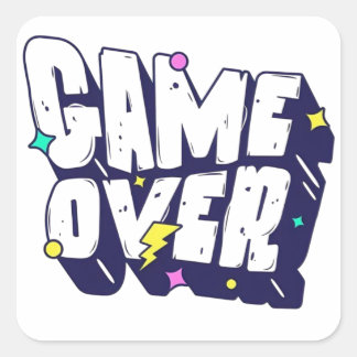 Vintage Gamer Sticker – Game Over Fyrkantigt Klistermärke