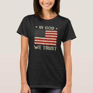 Vintage Gamla amerikanska Flagga i Gud Vi litar på T Shirt