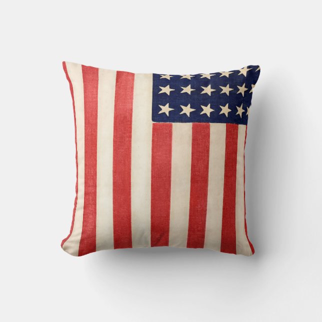 Vintage Gamla amerikanska Flagga Kudde (Framsida)