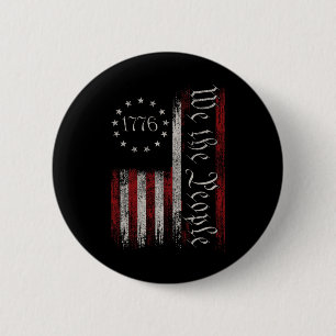 Vintage Gamla amerikanska Flagga Patriotic 1776. Knapp